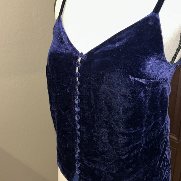 NWT Madewell Deep Blue Purple Velvet Spaghetti Strap V Neck Top - Picture 6 of 8